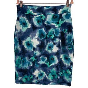 Brooke & Emma Women's Size XL Blue/Green/White Stretchy Pencil Skirt